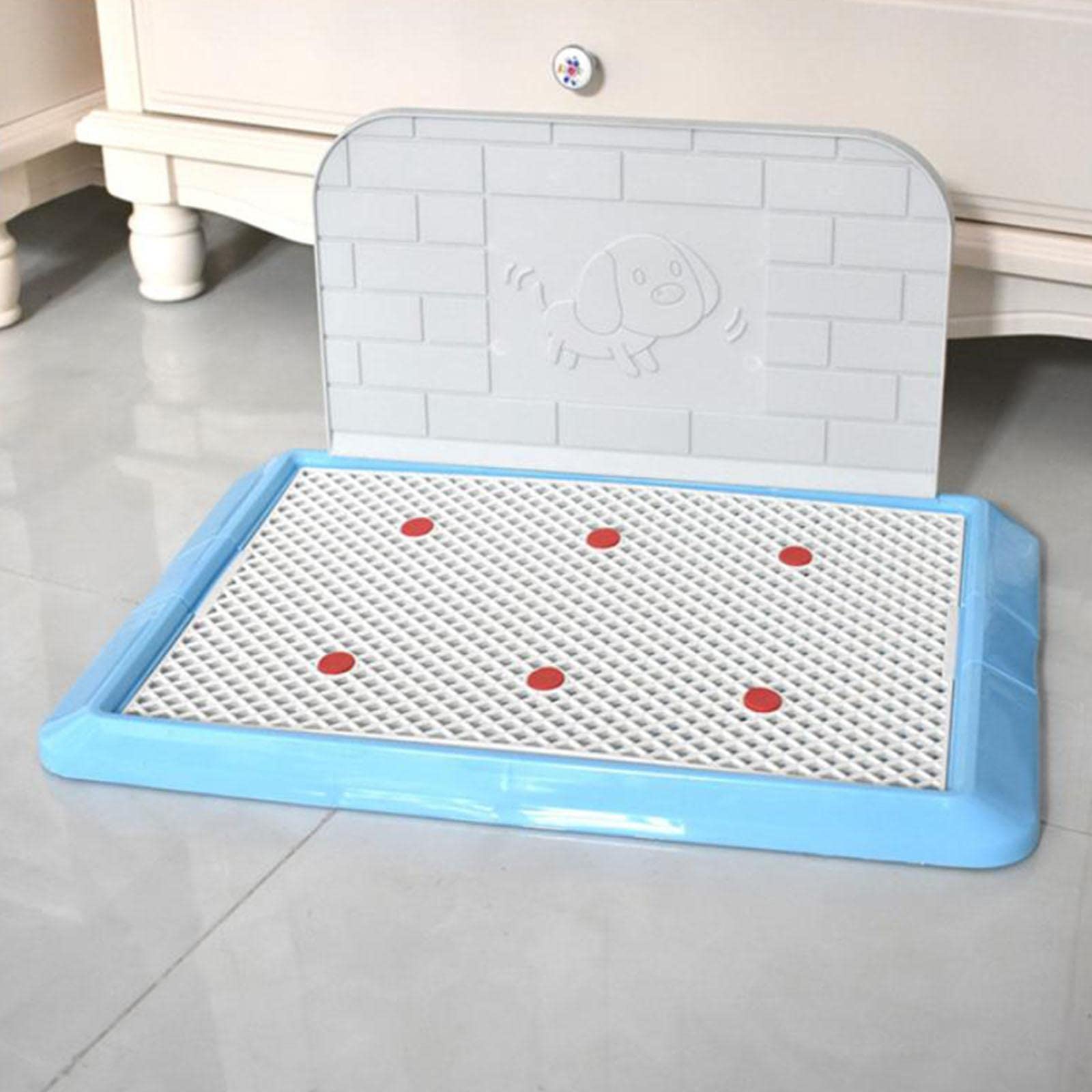 perfk Reutilizable Caja de Arena para Perros Perros Orinal Inodoro Pee Loo Pad Titular Contenedor Pan Bedpan con Cerca Bandeja de Arena para Mascotas