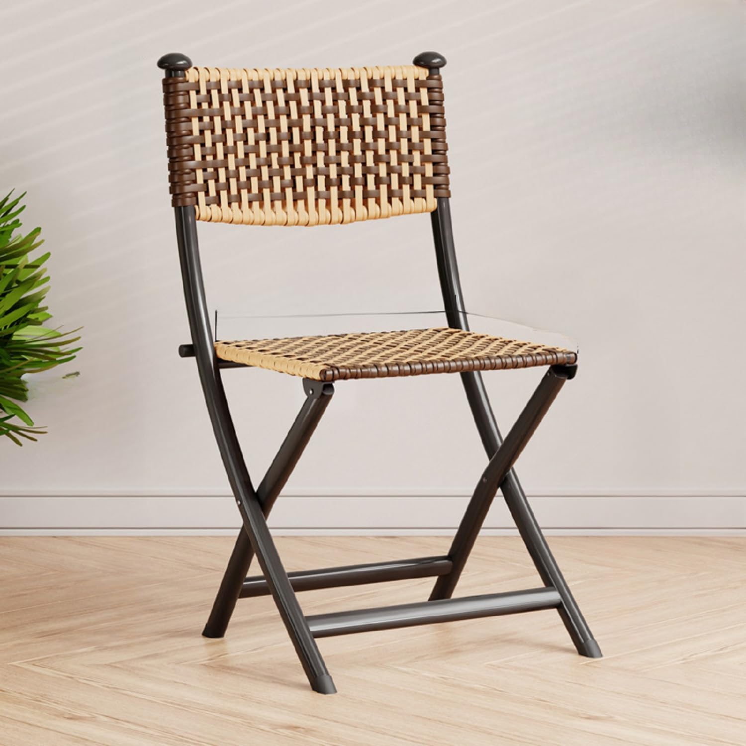 ラタンチェア　折り畳み　ナチュラル色 六畳の憩 Rattan Folding Chair ラタン折りたたみチェア