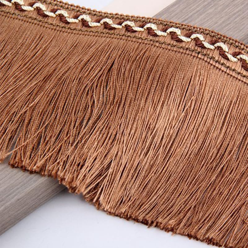 13 Meters Elegant Beaded Tassel Fringe Trim Lace Ribbon for DIY Dress, Garment, Home Party Decor & Sewing Accessories(Bruin)