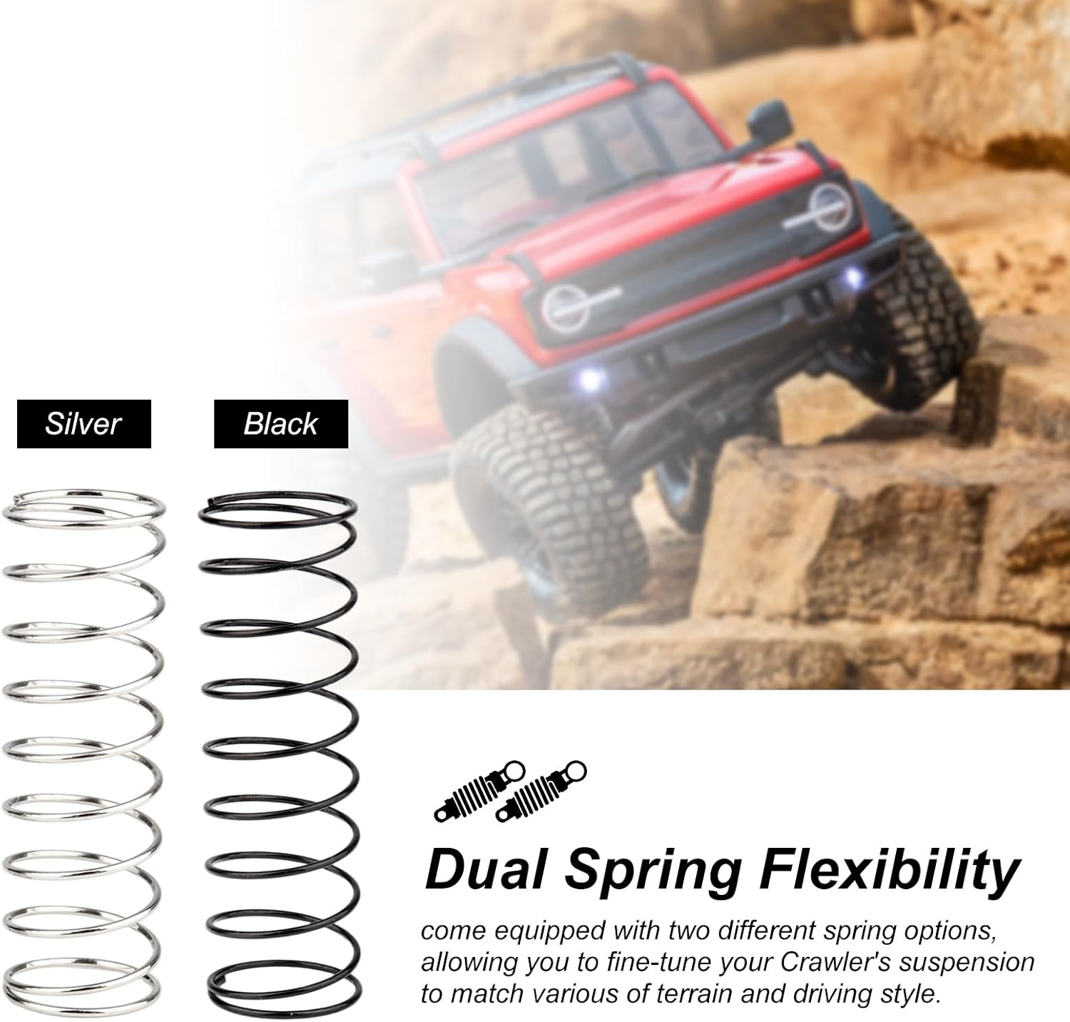 HobbyPark 59mm Aluminum Shocks for TRX4M 1/18 Crawler Shock Absorber Upgrade with Adjustable Shock Mounts Front & Rear Shock Towers (Black)
