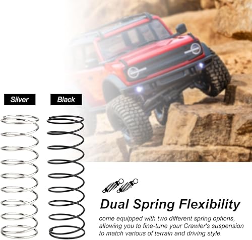 Miniatura 3 de HobbyPark Amortiguadores de aluminio de 2.323 in para TRX4M 118 Crawler Amortiguador Actualización con soportes de choque ajustables Torres de