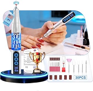 5X Super Powerful Motors Electric Nail Drill CMTQVFL:【15S Quick Remove】 Nail Drill Professional Cordless Drill Nails Machine 3500 Speeds Portable Manicure & Pedicure Kit for Acrylic Gel Dip Powder