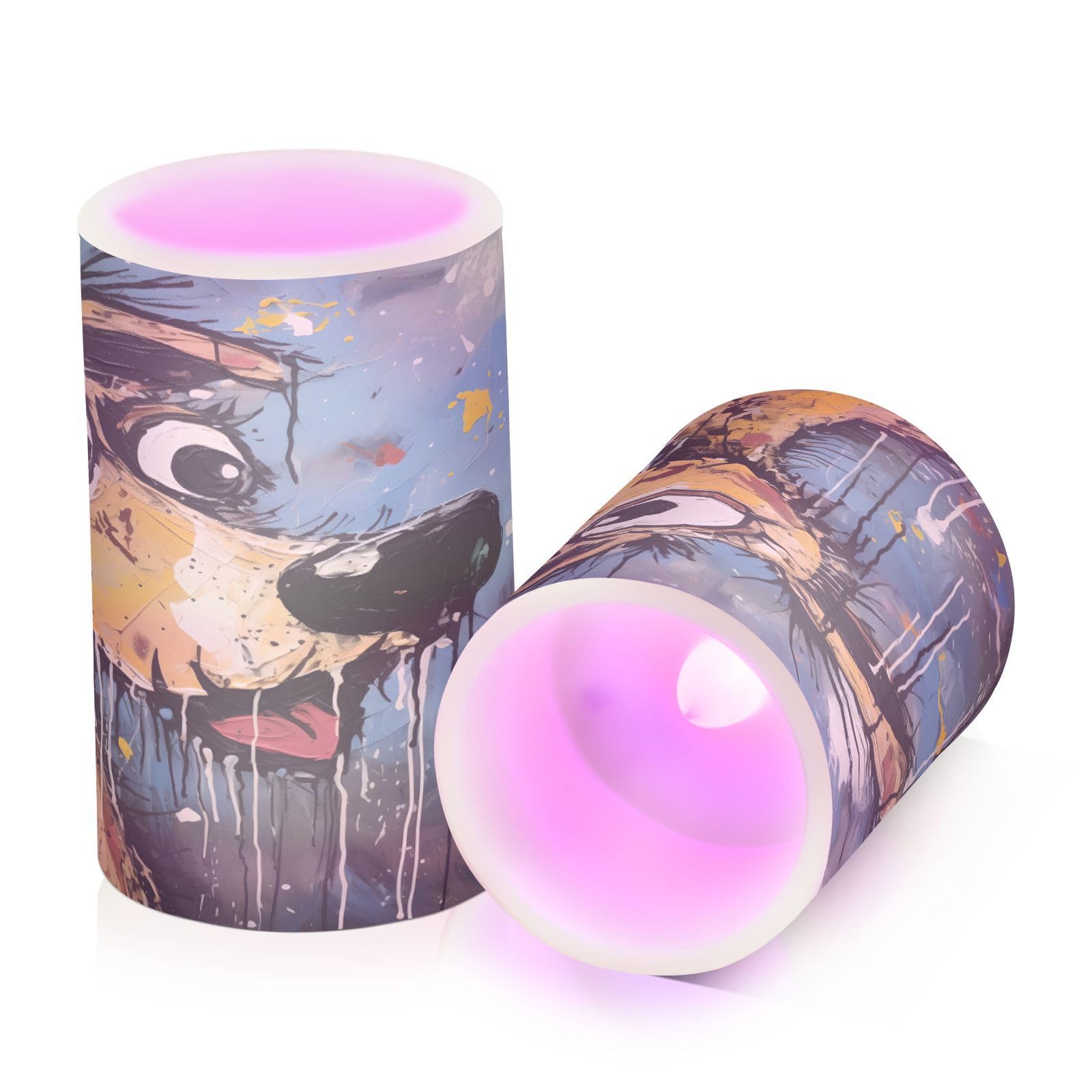 ALAZA Dog (39) Flickering Flameless Candles Battery Operated with Remote Timer,Tea Light Candles LED Pillar Votive Candles Set of 2 for Outdoor Indoor Decorations