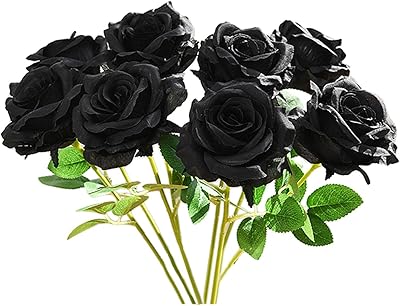 10個の人工黒バラの花結婚披露宴のための絹のバラホームガーデンパーティー花の装飾 配送料無料