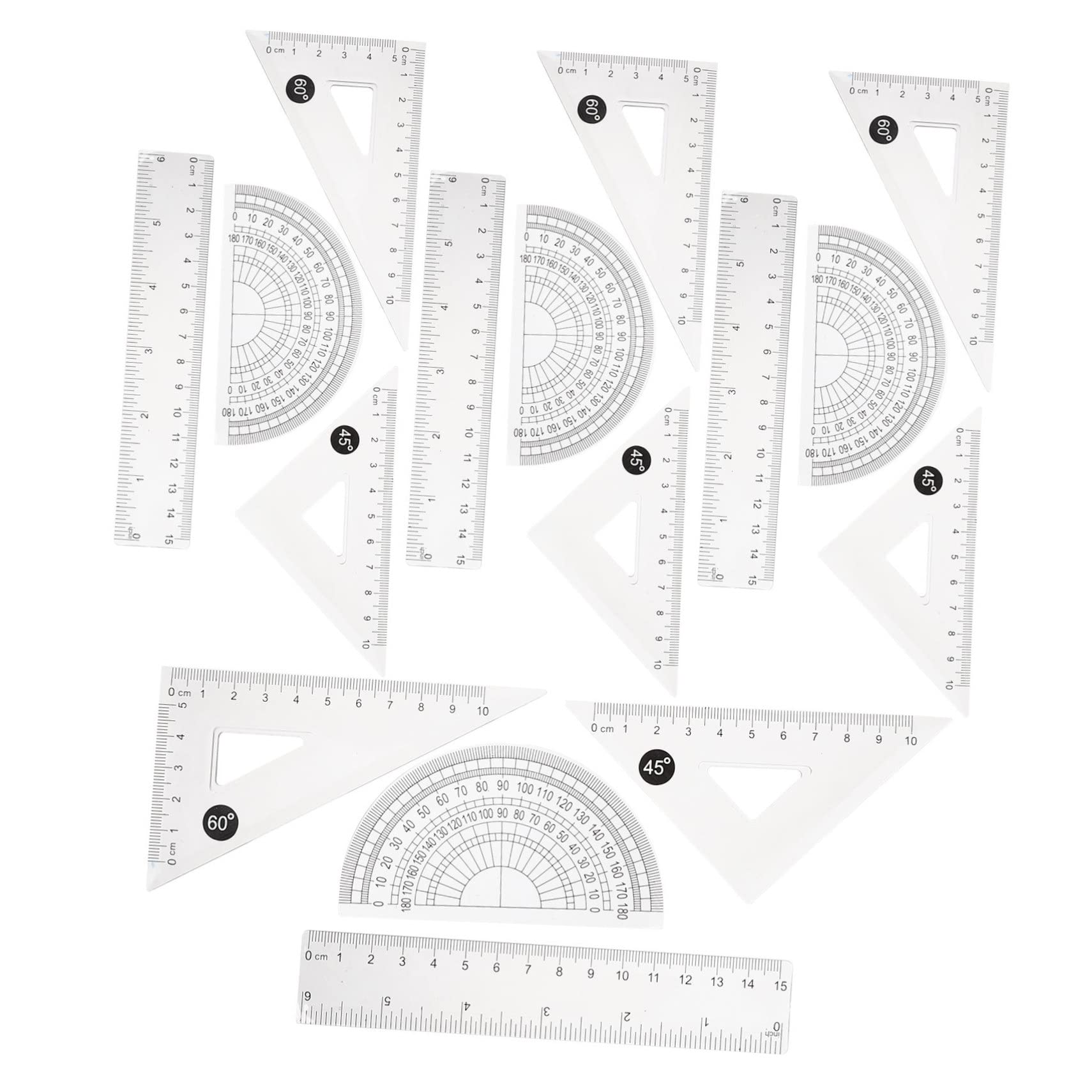 TEHAUX 20sätze Teiliges Geometrie Zeichnungsset Mit Transparenten Linealen Dreieckslineal Und Messwerkzeugen Für Schule Büro Und Zuhause Für Studenten Und Designer