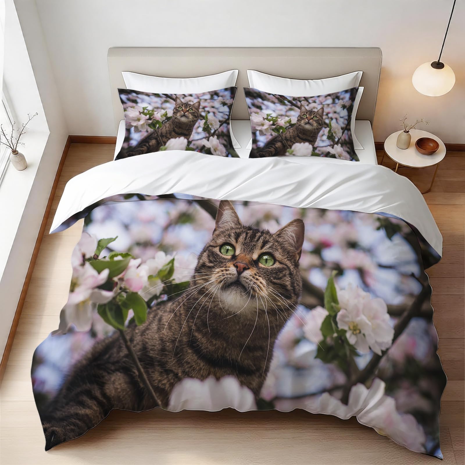 Housse de couette chat 140x200 cm avec zip pour remplacer facilement le linge de lit sans effort