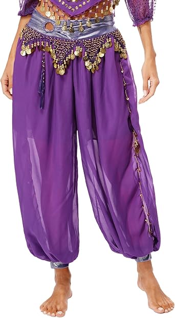 Women Belly Dance Costume Pants Sequin Shiny Harem Yoga Pants Bloomers Arabic Halloween Trousers