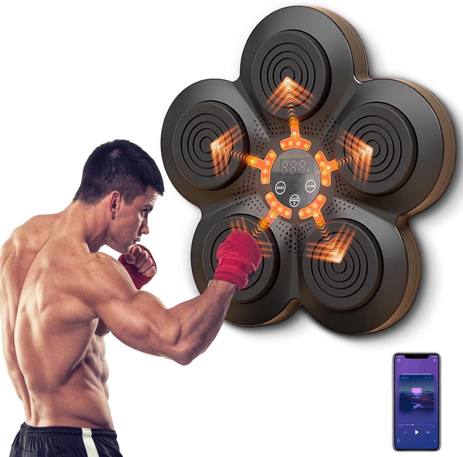 Máquina de boxeo musical para el hogar, dispositivo portátil de pared con sensor Bluetooth