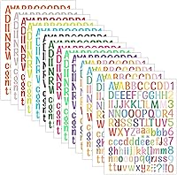 Vista 13 de 1224 calcomanías de letras, 12 hojas de calcomanías del alfabeto de 0.8-1.6 pulgadas, calcomanías de vinilo autoadhesivas de números y alfabeto