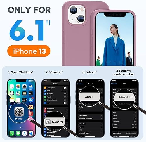 Miniatura 5 de Miracase - Funda diseñada para iPhone 13 con protector de pantalla de vidrio templado y forro de microfibra suave antiarañazos, funda de silicona