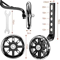 Vista 3 de Ruedas de entrenamiento ajustables para bicicleta infantil, rueda de silencio flash, kit de estabilizador de bicicleta, para bicicletas de 12, 14