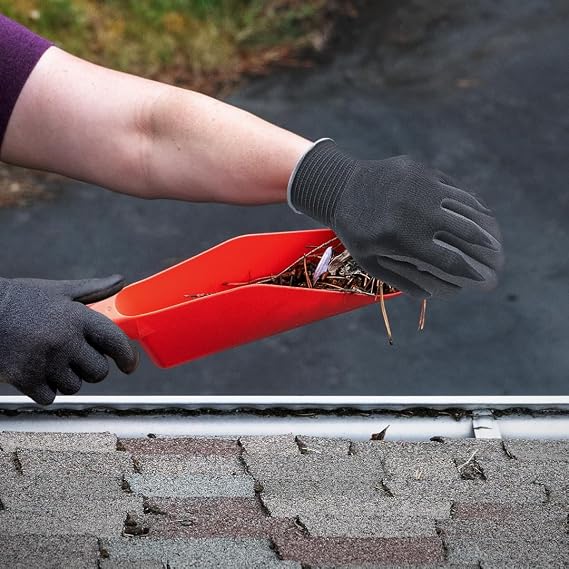 Gutter Scoop Cleaning Tools - Easy Removal of Leaves and Dirt - Deep Curved Gutter Scooper Shovel for Leaves & Debris, High-Impact Polypropylene, Ergonomic Handle, Fits Most Rain Gutters