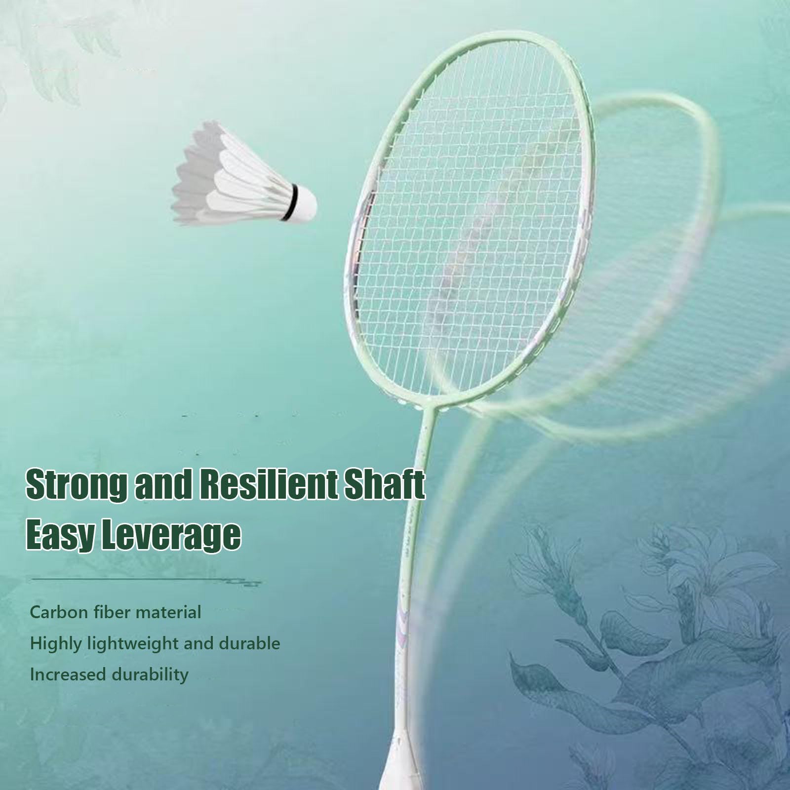 Set di racchette da badminton per cortili, professionali, 5U, leggere, in carbonio, offensive, durevoli, con impugnatura antiscivolo G5, incluse 2 racchette, 2 volani, 1 borsa