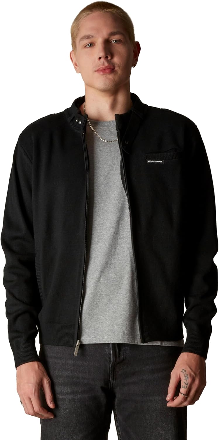 Members Only Men's Iconic Racer Sweater, Full Zip Mens Sweaters Cardigan