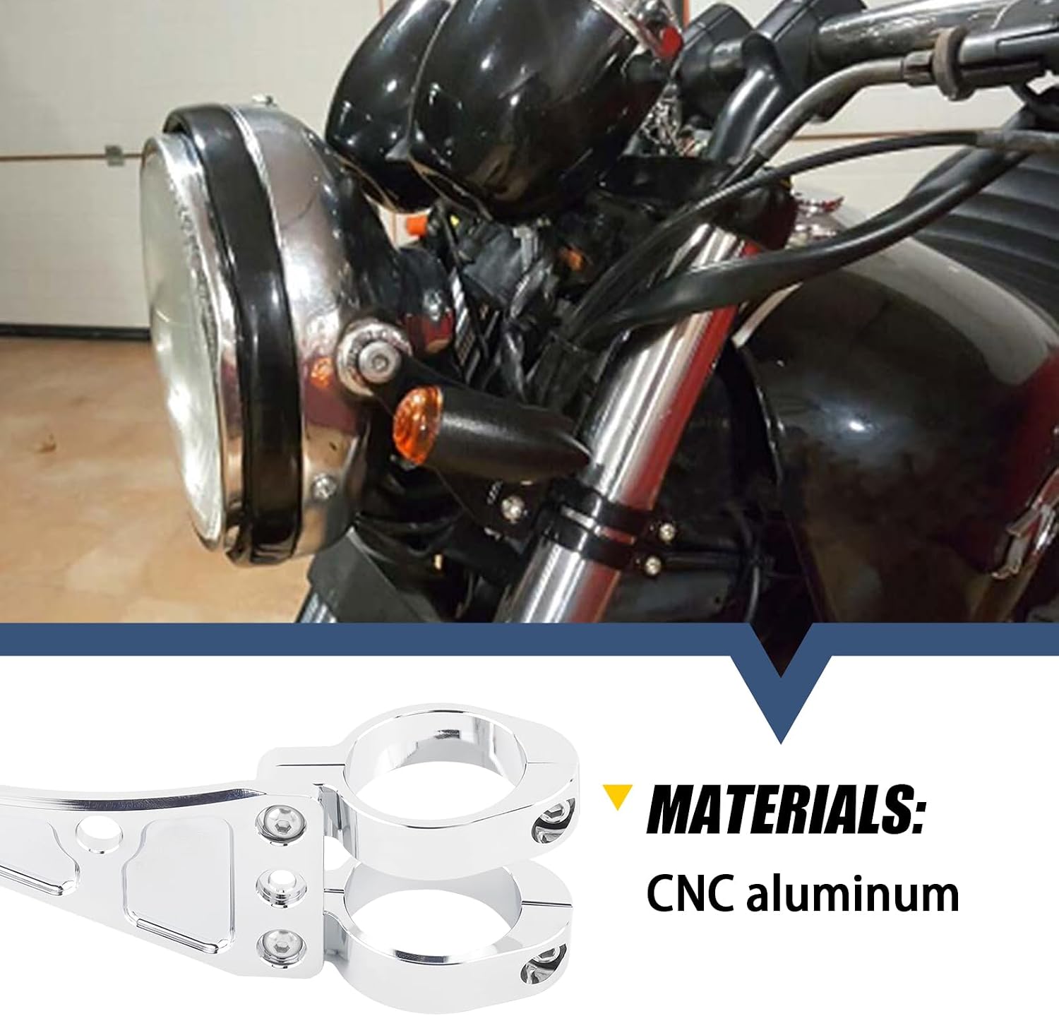 50-54mm Motorcycle Fork Headlight Bracket CNC Chrome Headlamp Mount Brackets For Harley Indian Victory Honda Yamaha Kawasaki Suzuki Ducati Cafe Racer Chopper Bobber