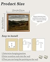 KBKBART Gold Framed Vintage Mountain Landscape Canvas Wall Art 8x10 - Retro Farmhouse Moody Countryside Print for Living Room Bedroom Bathroom Decor