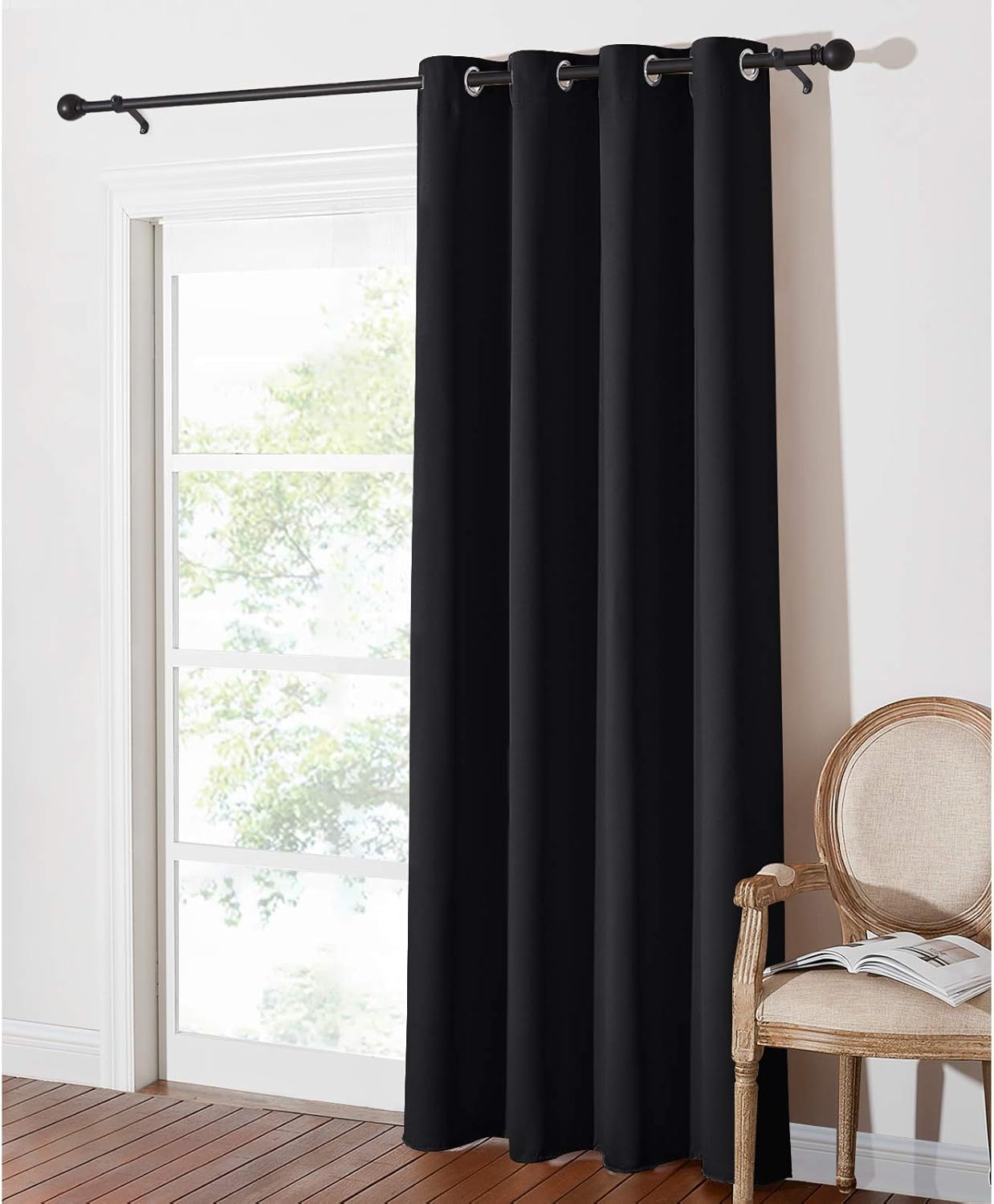 PONY DANCE Blackout Curtain Drapes Wide Eyelet Top Window Curtains