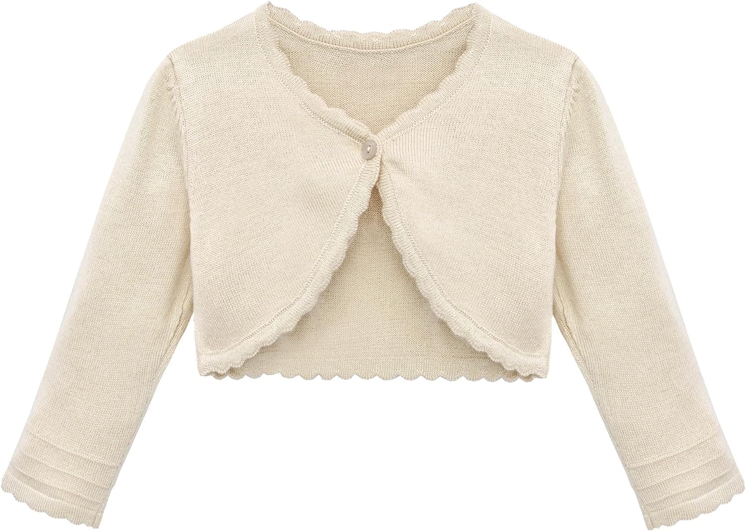 Lilax Baby Girls' Long Sleeve Cardigan Shrug, Button Closure Knitted Bolero