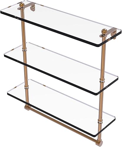 Miniatura 9 de Allied Brass PR-516TB - Estante de cristal integrado de triple nivel de 16 pulgadas, color negro mate