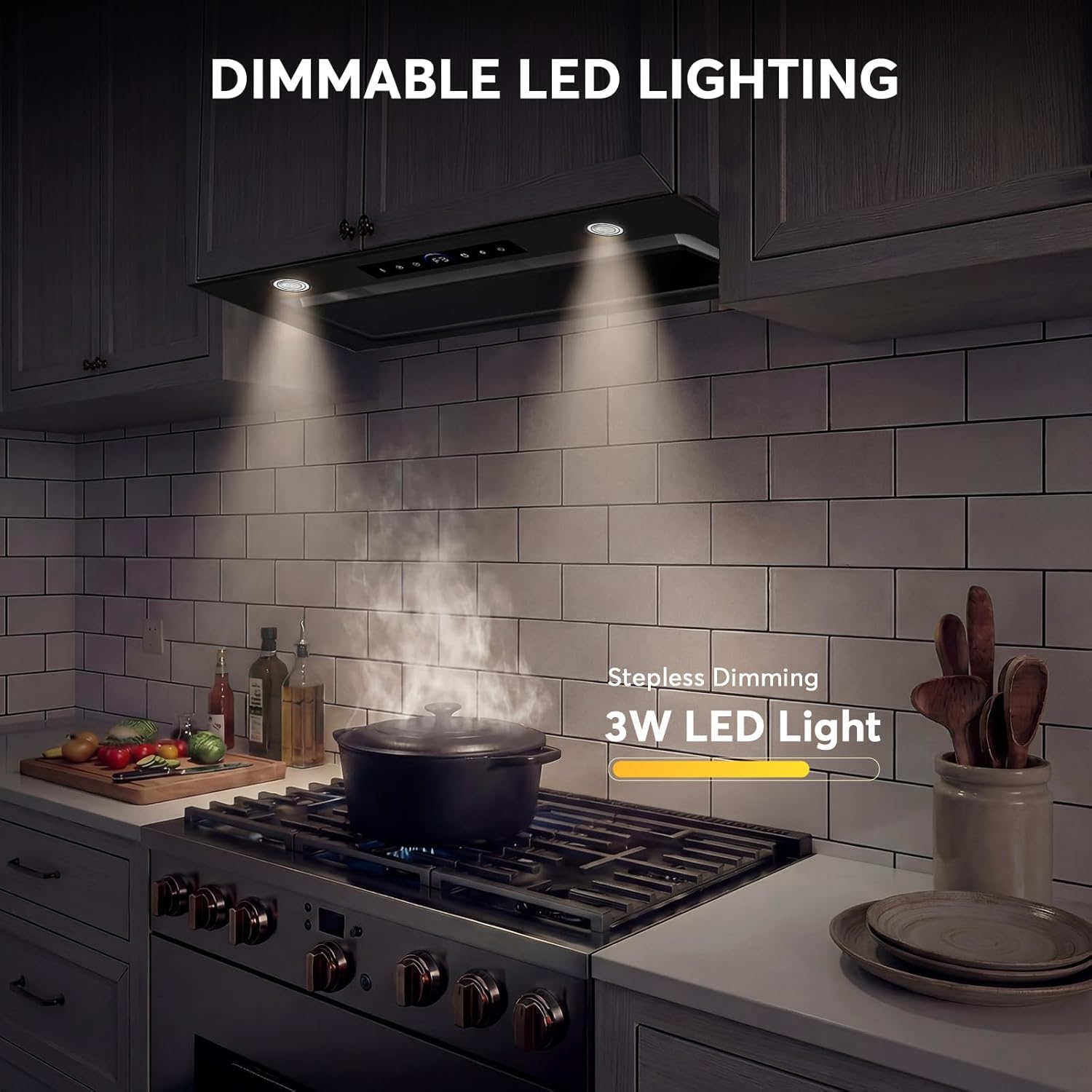 36 inch Built-in/Insert Range Hood 900 CFM, Ducted/Ductless Convertible, 4 Speed Kitchen Vent Hood with Remote & Gesture Control, dimmable LED, Timer