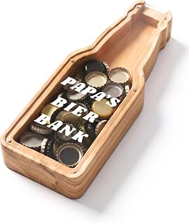 Papa's Bier Bank - Sparbox und Kronkorken Sammler (Kronkorkenfänger) (Aufbewahrungsbox für Flaschenstöspel) | Geschenke für Väter | Geburtstagsgeschenk für Männer | Bester Papa Geschenke