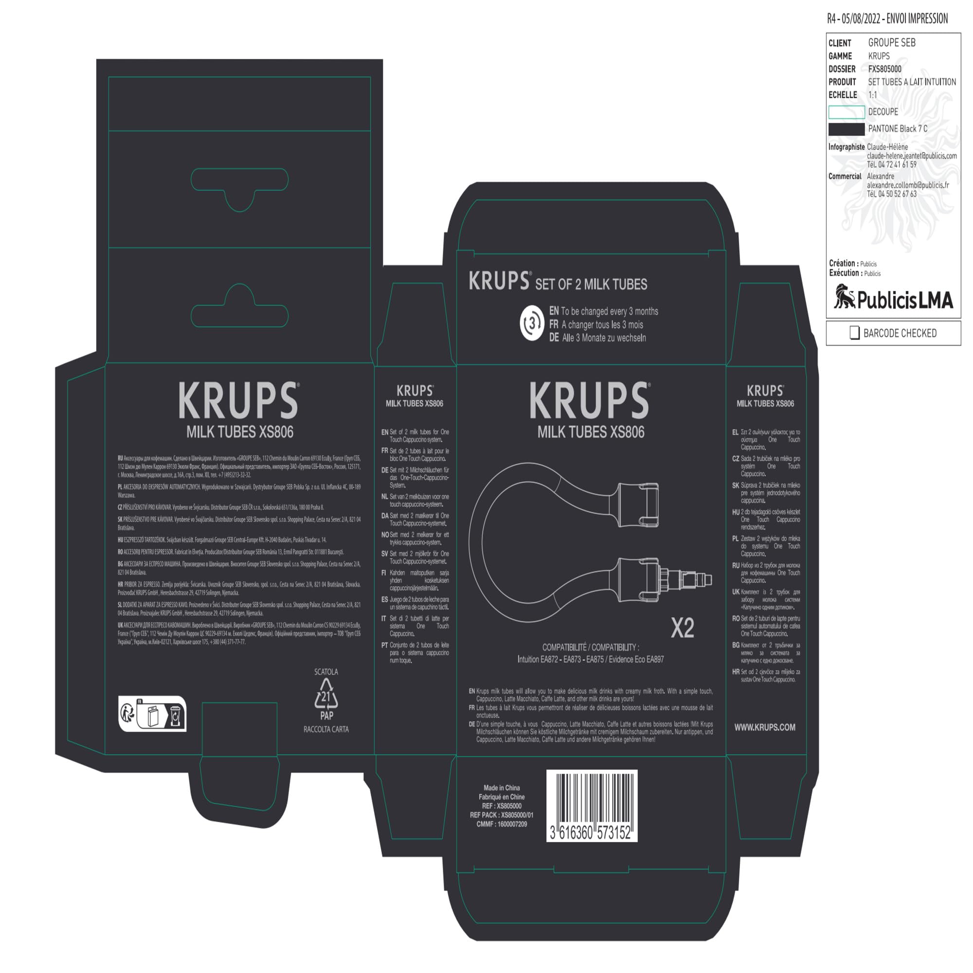 Image secondaire de KRUPS Kit de Tubes à Lait Intuition - Set de 2 Accessoires pour Mousse de Lait