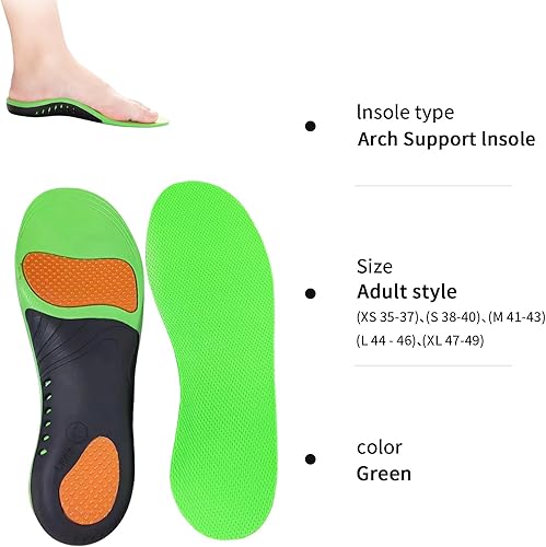 Miniatura 7 de Plantar Fasciitis Insoles, Heavy Duty Support Pain Relief Orthotics 220 lbs, High Arch Support Insoles Comfort, Flat Feet Orthotic Shoe Insert, Work