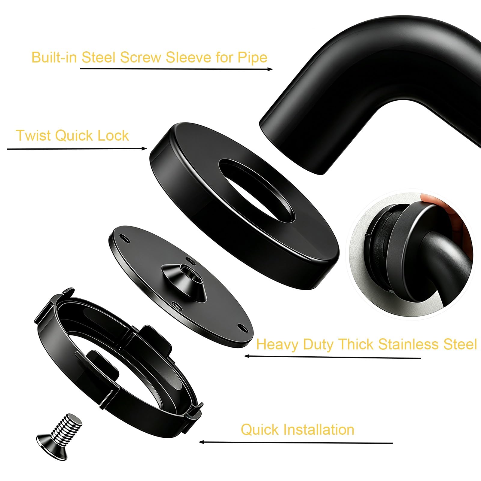 Barra de Apoyo para Ducha, Barra Antideslizante Negra de Acero Inoxidable 304 para baño, pasamanos de Seguridad, asa de baño (120 cm).