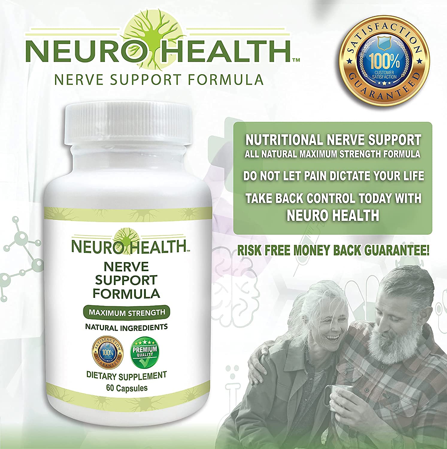 Neuro Health Nerve Support Formula Natural Vitamins Including B12 Combined with 600mg of ALA
