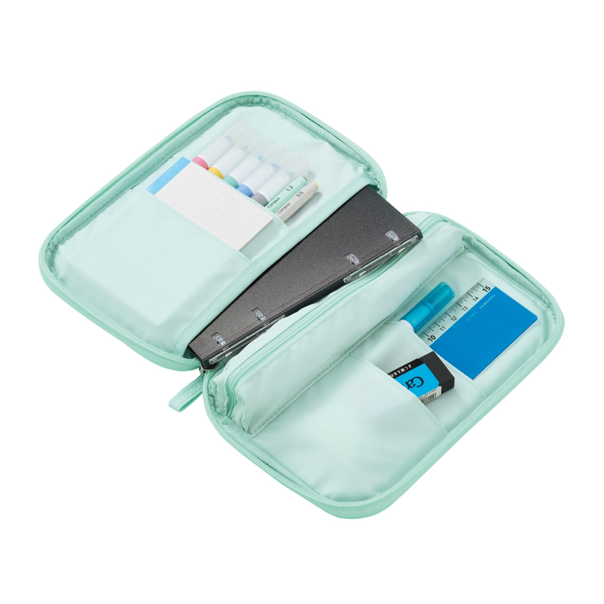 Kokuyo Campus F-VBF301G Pencil Case, Open Like a Notebook, Green : Office Products