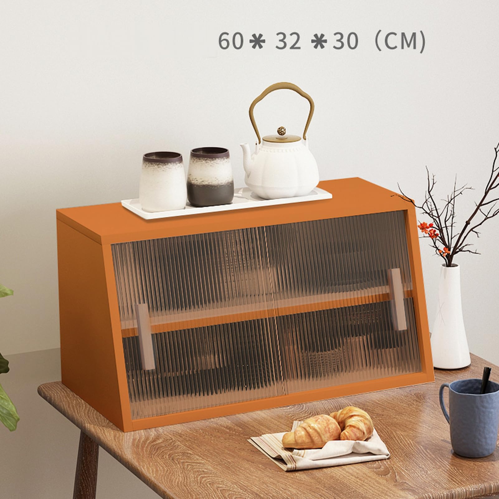 Amazon｜MJKQ9 ミニ食器棚 木製 食器棚 オレンジ おしゃれ カウンター