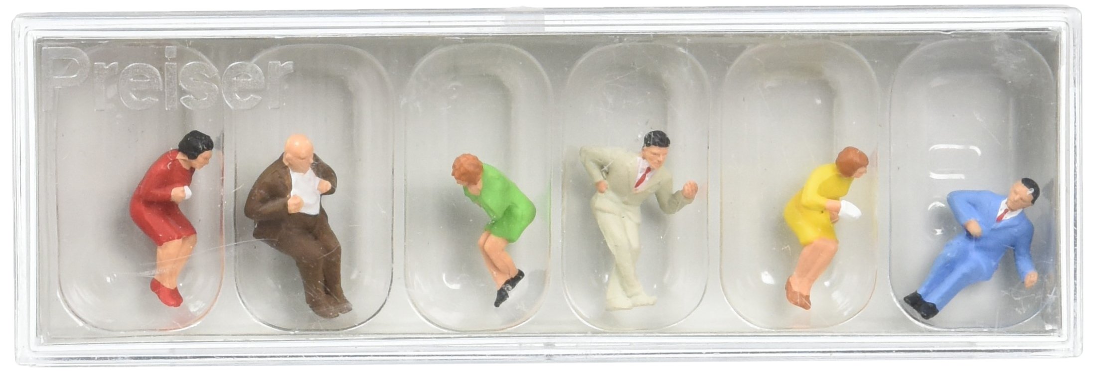Preiser 1/87 PR10317 - 11 Figurines Voyageurs Assis - Scène Quai Gare Modélisme Ferroviaire HO