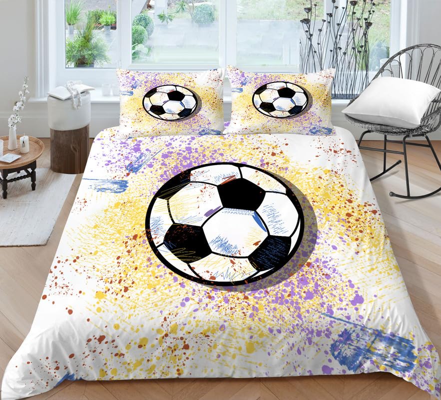 Funda nórdica de fútbol para cama 150 de microfibra con 2 fundas de almohada 220x240 cm