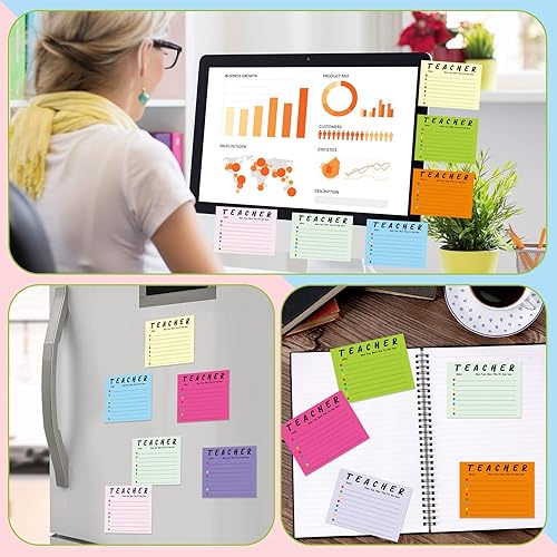 Miniatura 6 de Sinmoe Paquete de 9 bloc de notas para profesores, 450 hojas, 3 x 4 pulgadas, notas adhesivas de regreso a clases, bloc de notas de colores para