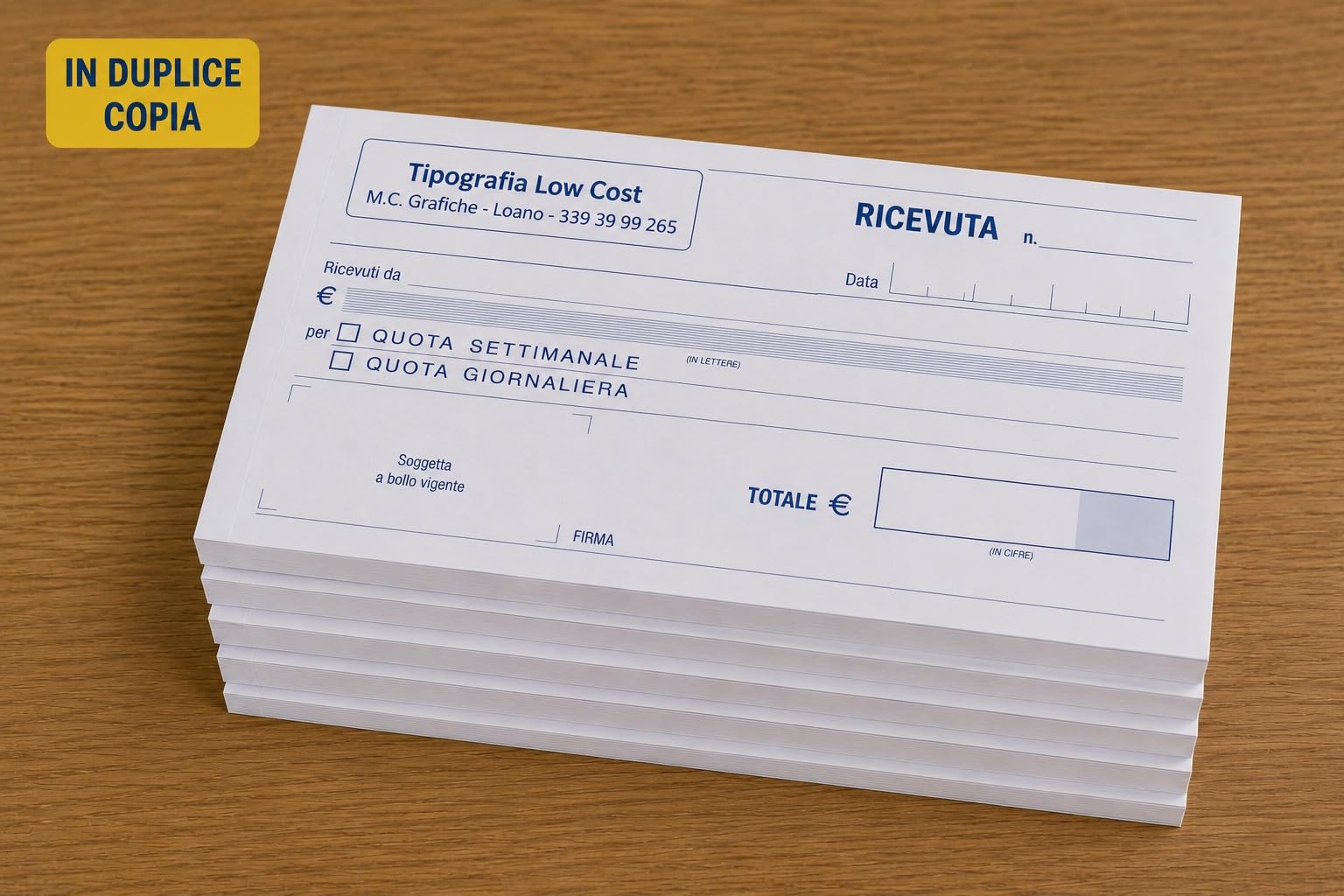 Blocchetti Ricevute Personalizzate 10×17 cm – 50 Blocchetti da 50 Ricevute Autoricalcanti in Duplice Copia – Personalizzazione con Timbro Inclusa – Per Oratori, Associazioni, Scuole ed Eventi