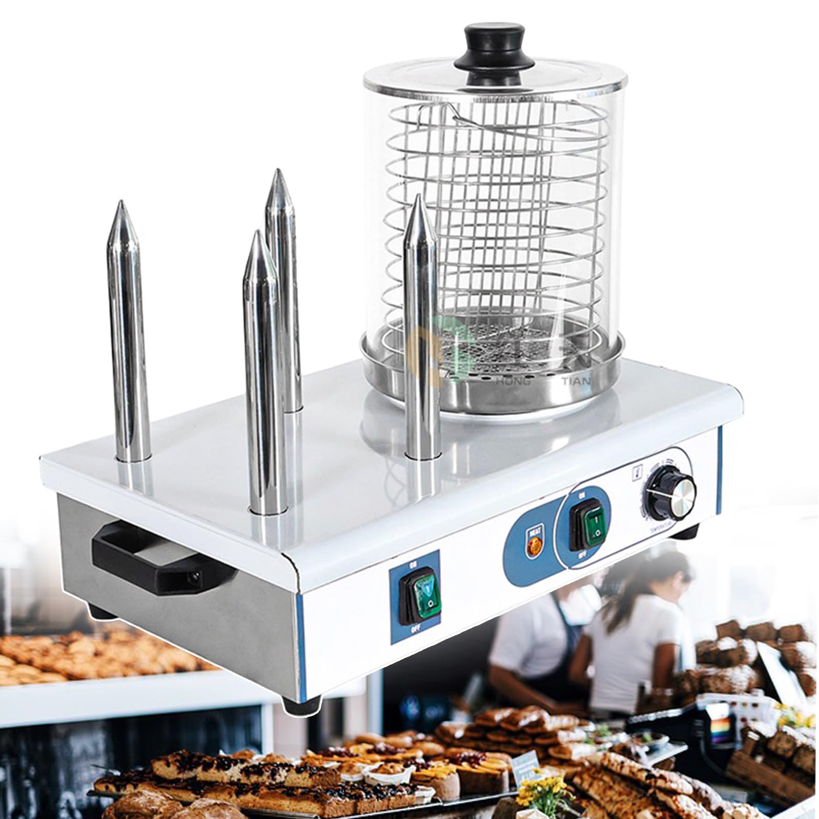 UMJIGF Hot Dog Roller Machine | Sausage Grill Machine | Hot Dog & Bun Warmer | Stainless Steel | 550W/1200W,