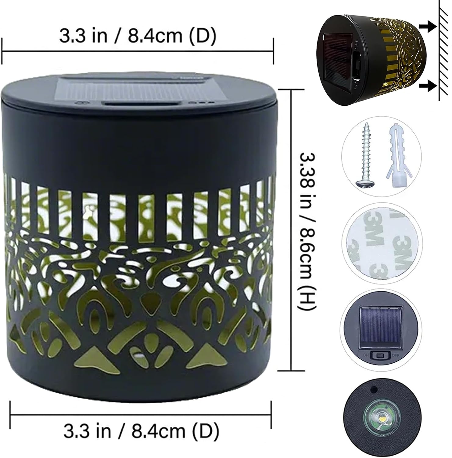 Decorative Solar Mandala Lights, 10 Lumens Bright Metal Outdoor Fence Lights, Solar Mandala Lights Outdoor, Waterproof Solar Powered Shadow Projector for Garden Wall, Deck, Step & Patio (4pcs)