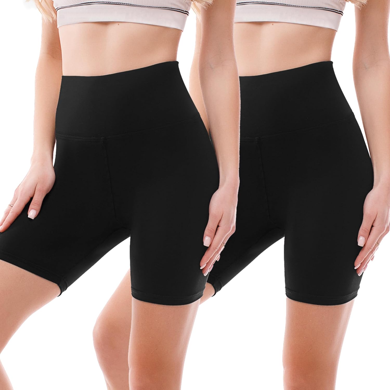 SINOPHANT 2 Pack Biker Shorts High Waisted Women Tummy Control Gym Yoga