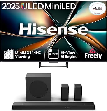 Hisense TV & Soundbar Bundle 50U7QTUK ULED TV plus the AX5140Q 5.1.2 Channel Soundbar   bold contrast and brilliant audio, side by side