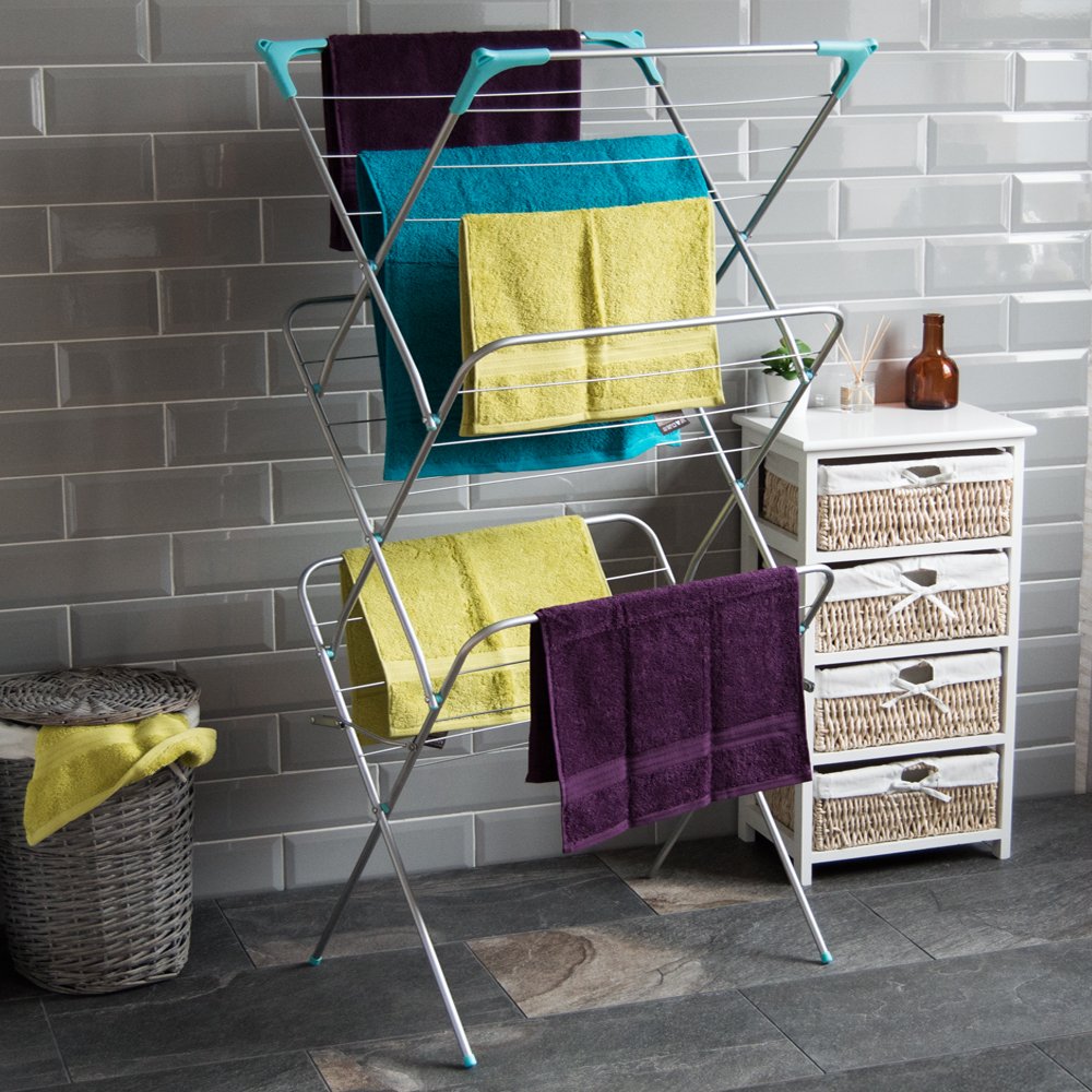 Home Vida Clothes Drying Rack - Foldable 3 Tier Clothes Airer with 14m Drying Space, Foldable Design, Indoor/Outdoor Use, Silver