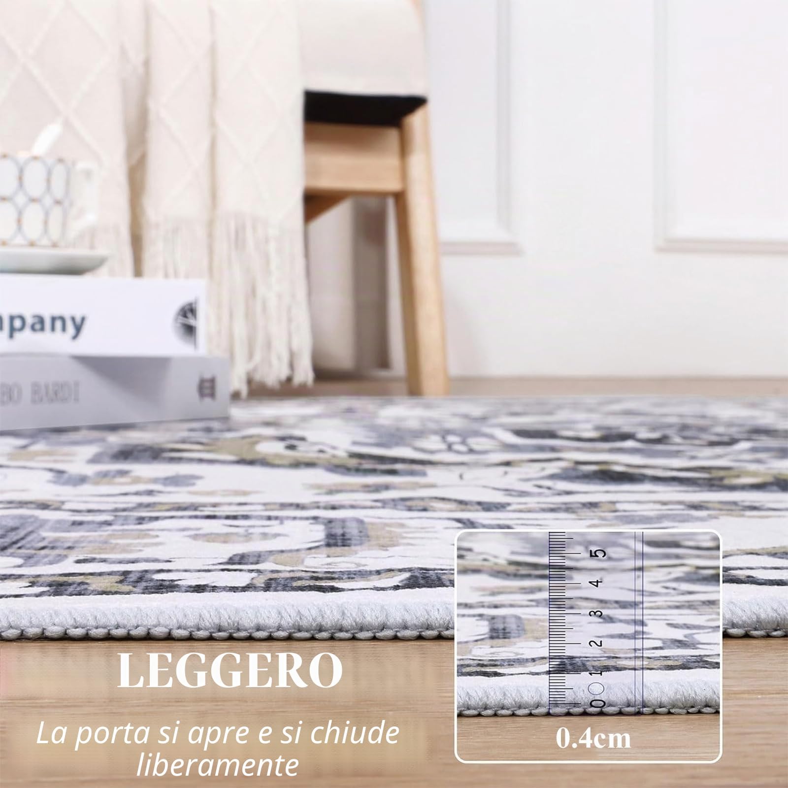 SHACOS Tappeto Salotto Stile Bohémien Retrò, Pelo Corto Tappeto Morbido Camera da Letto Antiscivolo e Lavabile Tappeti Moderni Soggiorno Tappeti di Zona, Grigio Scuro, 160 x 220 cm