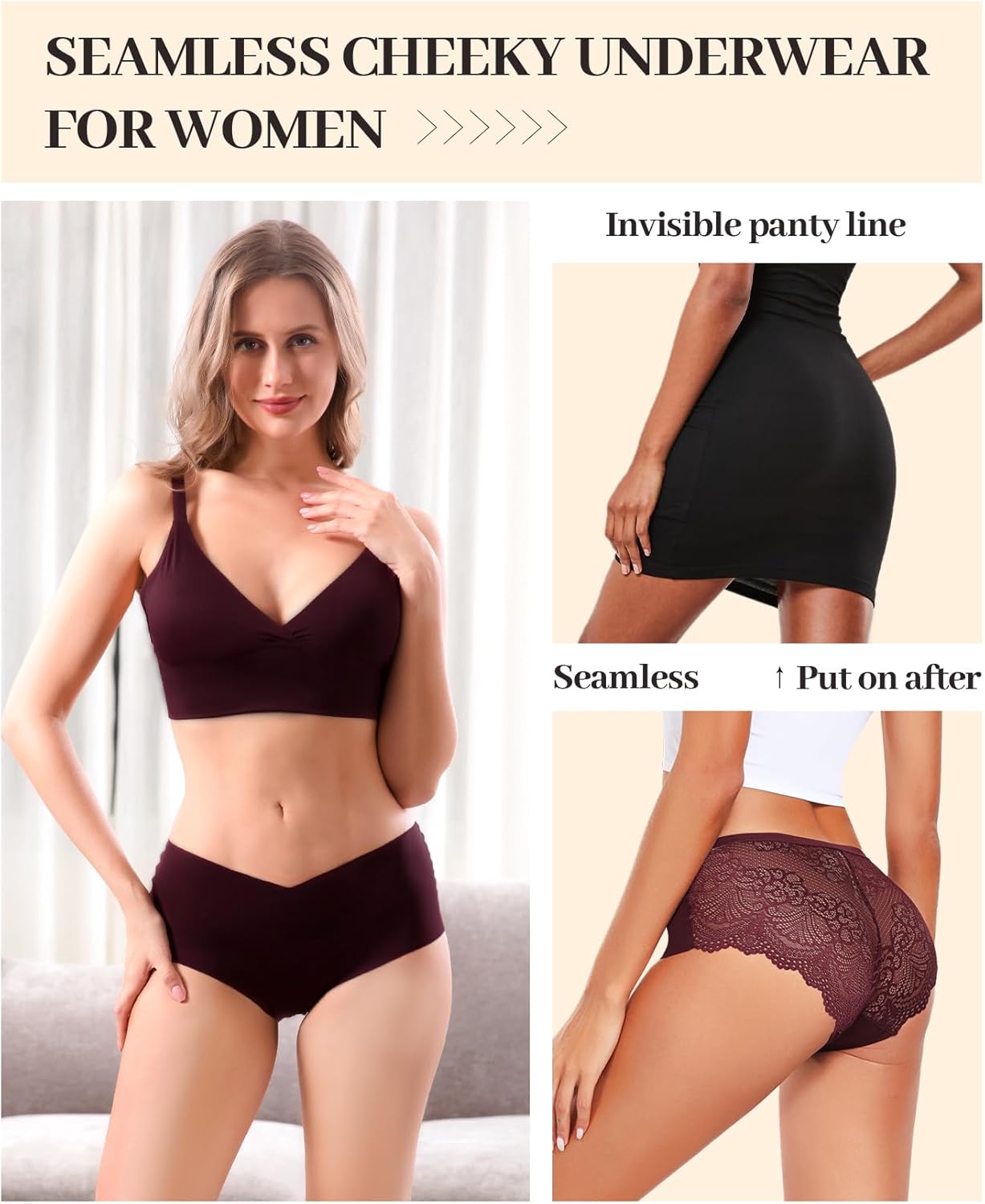 Altheanray Sexy Underwear for Womens Seamless Underwear Lace Cheeky Panties No Show Bikini Panty Soft Hipster - Image 4