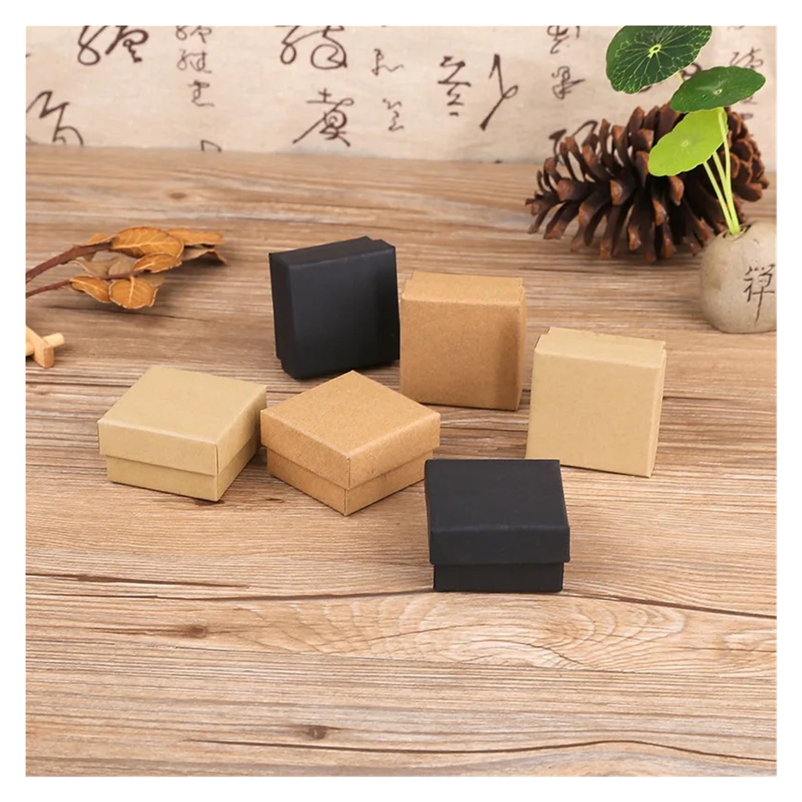 50 pezzi fai da te scatole for imballaggio regalo in cartone Kraft marrone carta nera piccola scatola di sapone mini gioielli anello orecchini organizzatore per Gioielli(Black)
