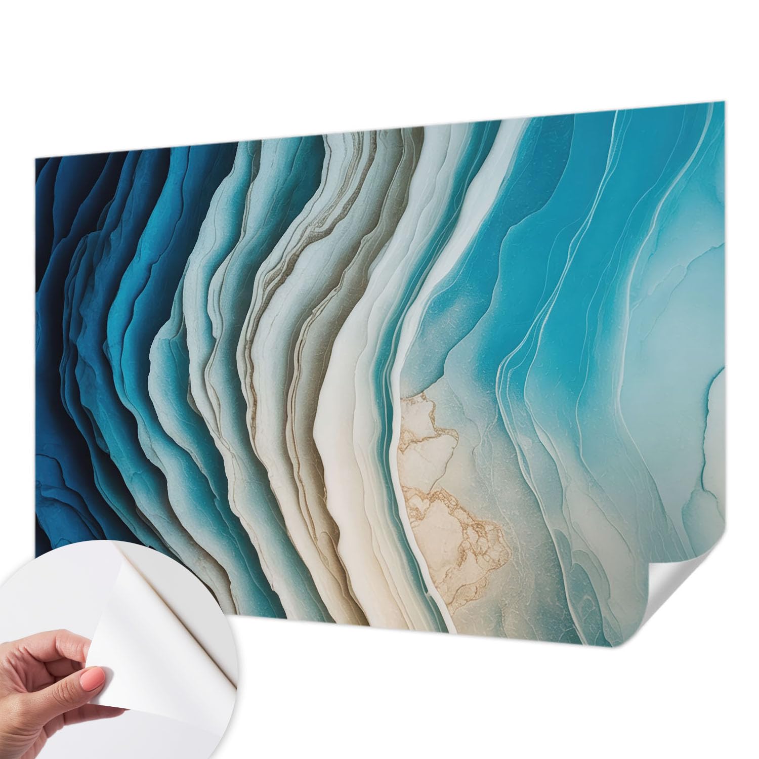 Papel pintado adhesivo de 152x104 cm para un dormitorio relajante con diseño Ondas de armonía