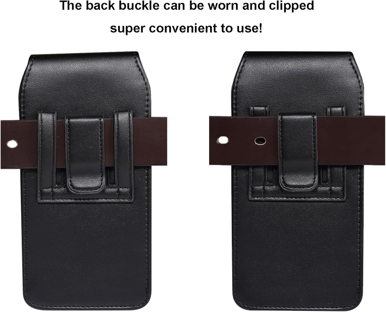 Holster for iPhone 17 Pro Max [Built-in Card Slot],Phone Belt Case,Belt Loop,Belt Clip,Magnetic Closure iPhone 17 Pro Max PU Leather Vertical Phone Pouch. (Black) - Image 4