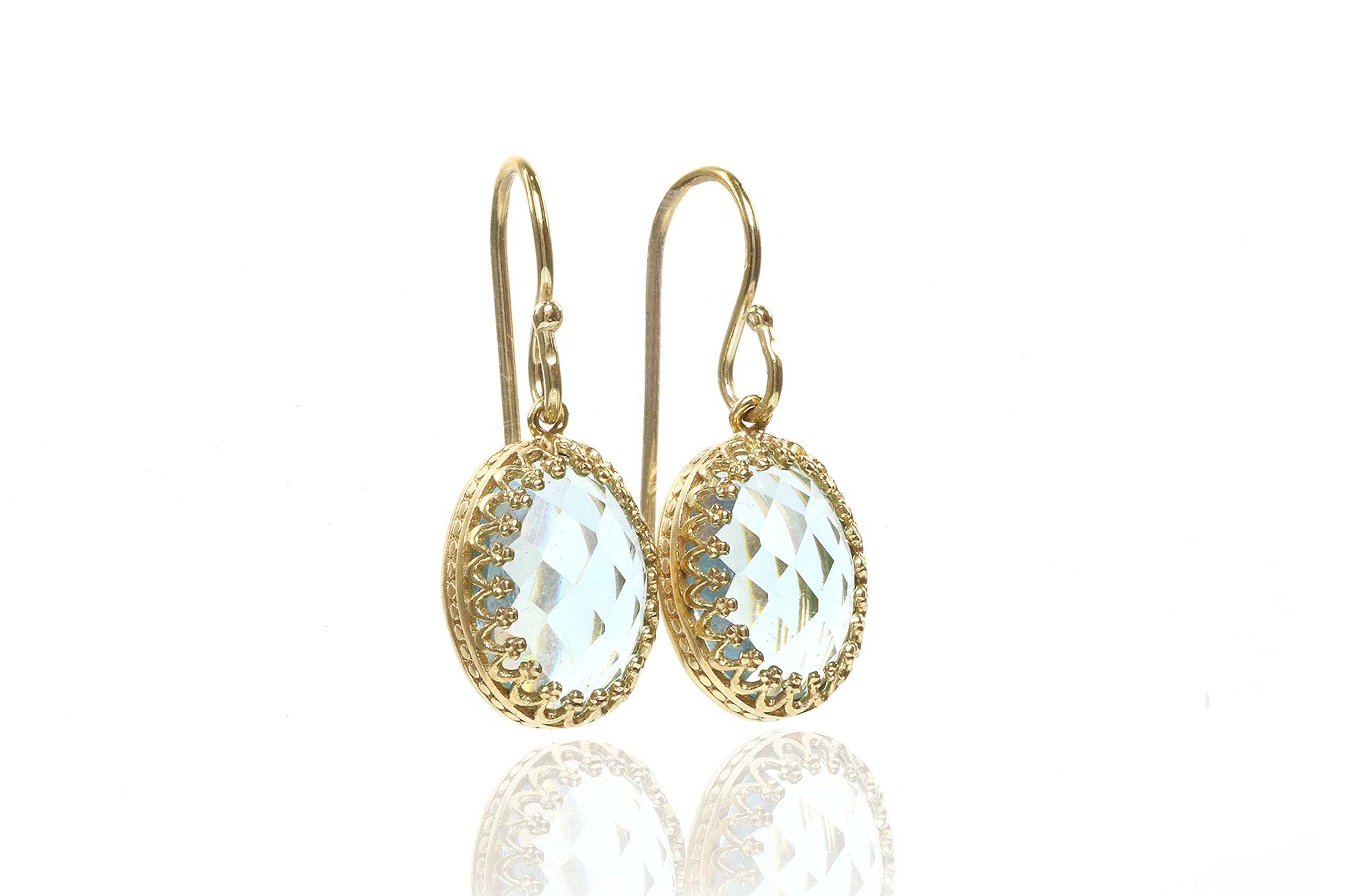 Exquisitos Pendientes Topacio Azul - Pendientes Ovalados Clásicos, Pendientes Piedras Preciosas Colgantes, Pendientes Declaración, Pendientes Novia - Elegantes Joyas Piedra Nacimiento Personalizables