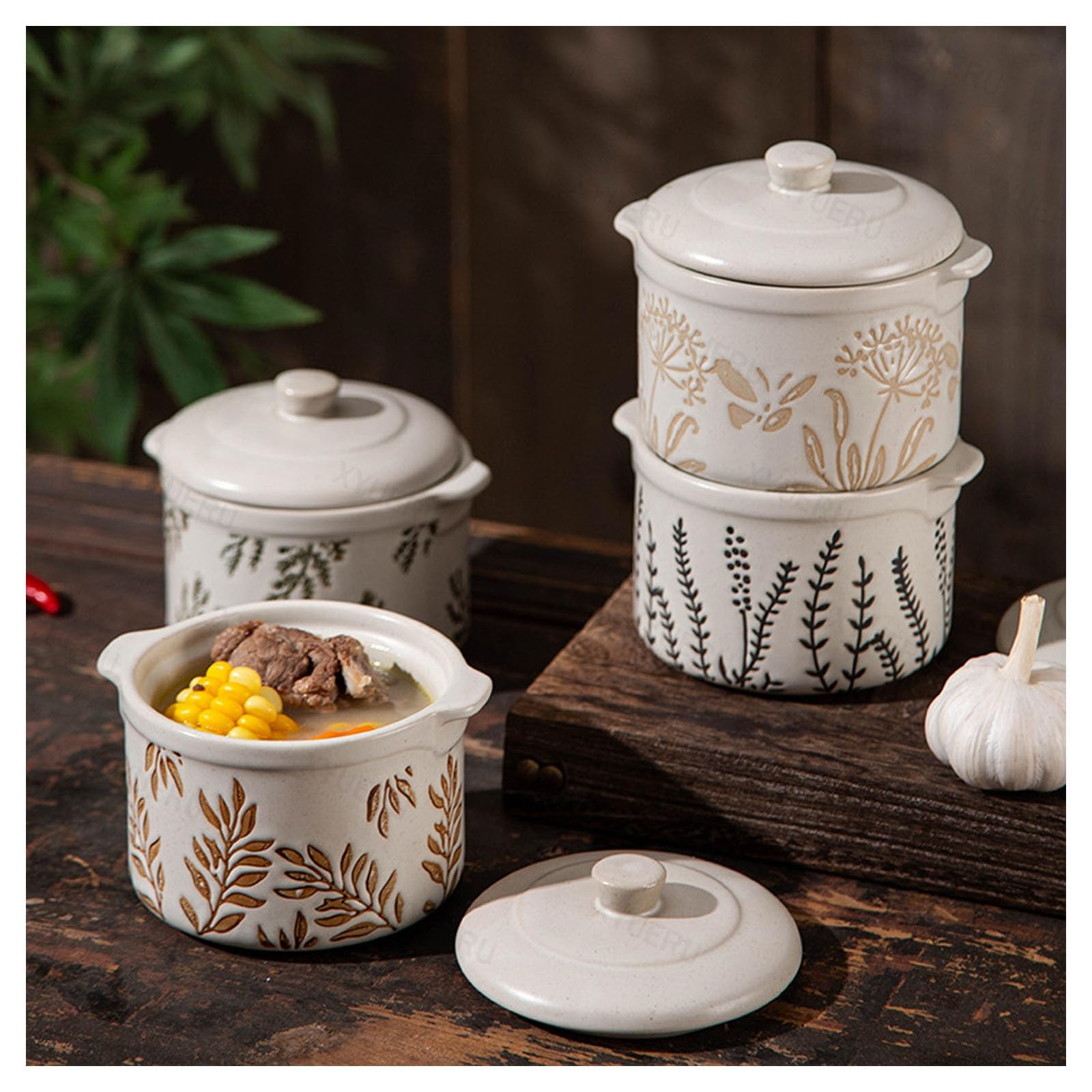 Ceramiczne miseczki do zupy z pokrywką, ergonomiczne podwójne uchwyty, naczynie do zapiekanek, francuskie miski do zupy cebulowej, dekoracja kuchni retro, do zup i jajek na parze