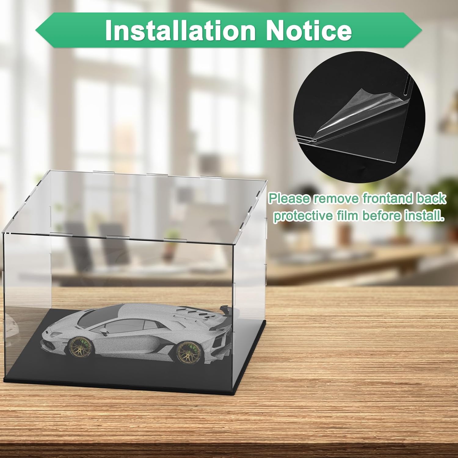 Clear Acrylic Display Case, 12 x 12 x 8 Inch Assemble Clear Acrylic Display Box Dustproof for Action Figures/Model/Statues/Collectibles/Doll/Toys/Home Storage