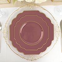 Vista 10 de Efavormart - Paquete de 10 platos de postre de plástico duro transparente de 8 pulgadas, vajilla desechable, platos de ensalada barrocos resistentes