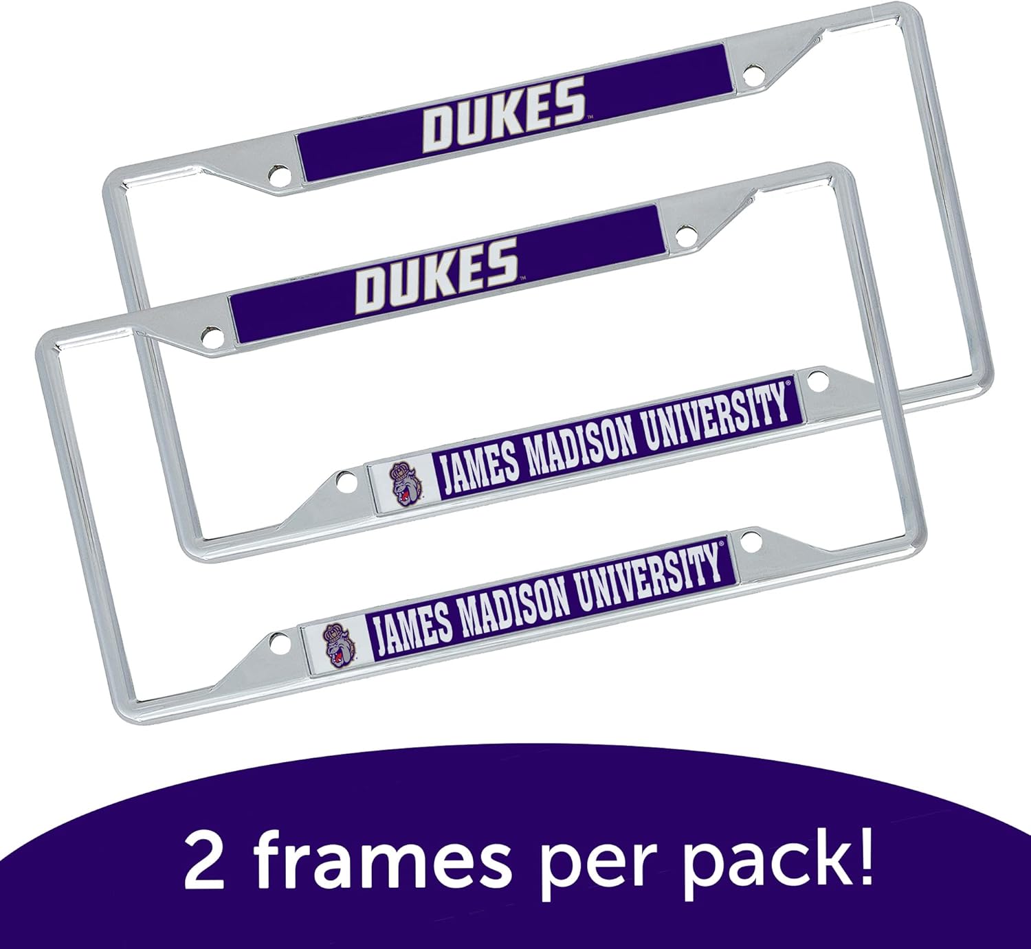 Desert Cactus James Madison University License Plate Frame Metal Car Tag Holder for Front or Back of Car Officially Licensed (Mascot 2-Pack)